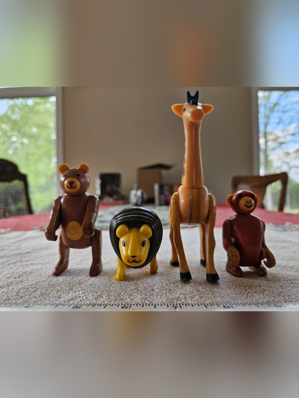 Vtg Fisher Price Little People Zoo Animals Lot Giraffes Monkey Lion Bear
